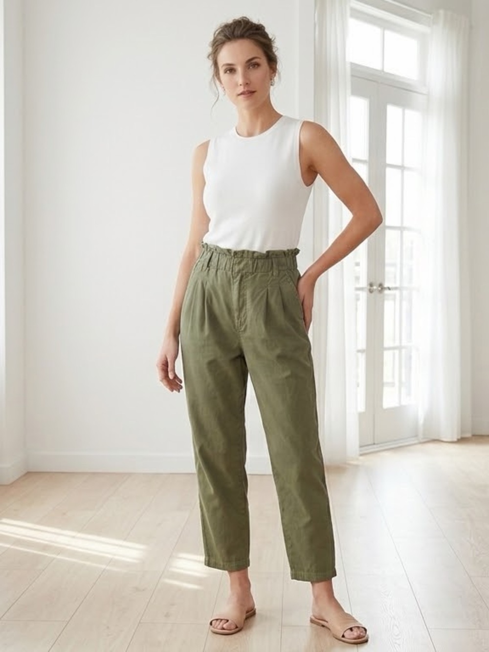 Anthropologie Sanctuary Women’s Lyla Paperbag Olive Pants Size Medium